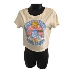 Pink Floyd cream Dark Side of the Moon cropped t-shirt size medium brand new